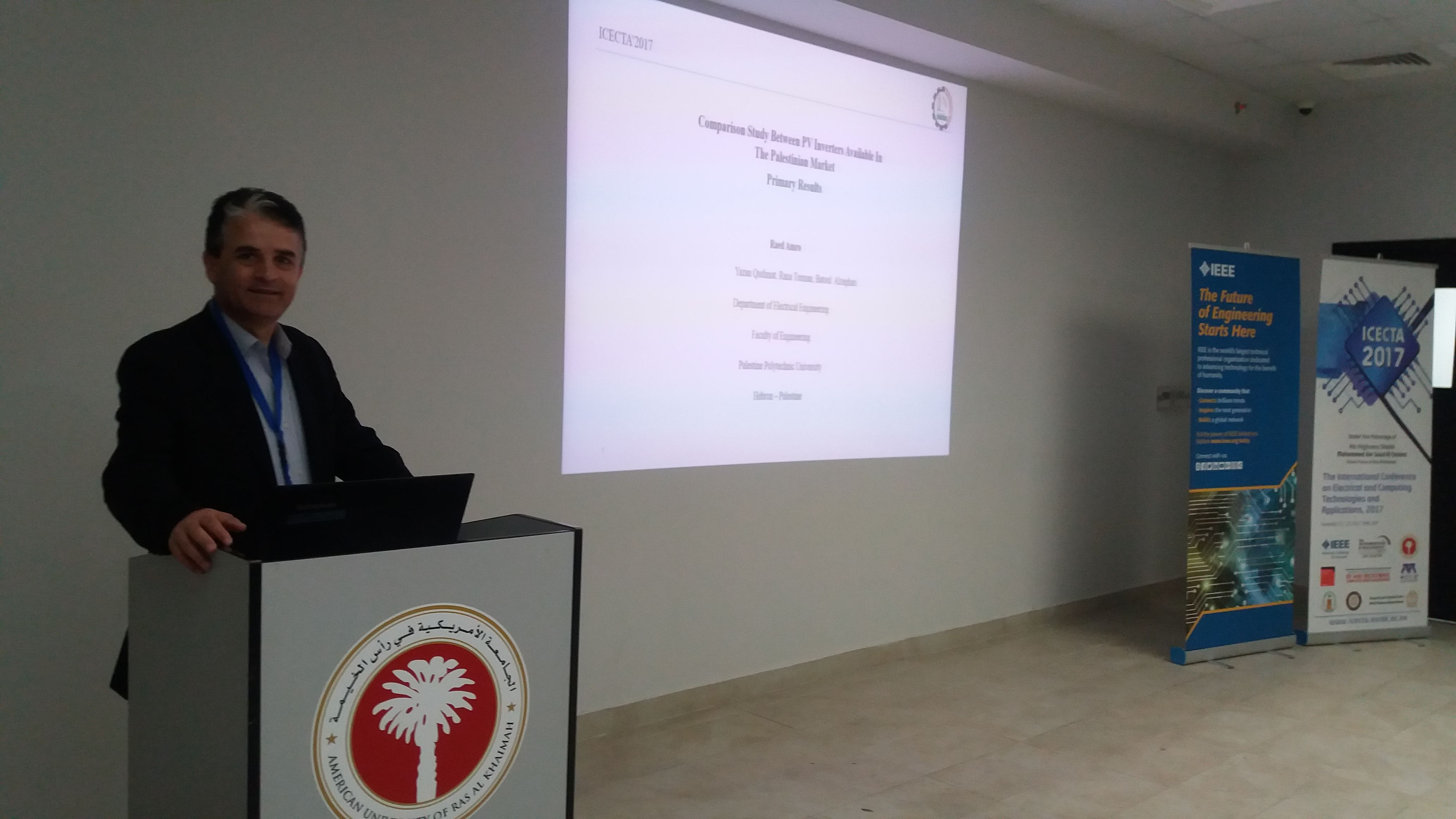 Palestine Polytechnic University (PPU) - الدكتور رائد عمرو يشارك بورقة علمية في المؤتمر الدولي للهندسة الكهربائية  والحاسوب ICECTE 2017