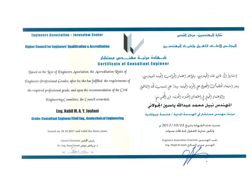Palestine Polytechnic University (PPU) - تهنئة مقدمة للدكتور نبيل الجولاني
