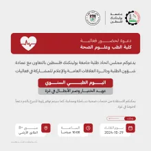 Palestine Polytechnic University (PPU) - دعوة لحضور فعاليات اليوم الطبي السنوي بعنوان عهد الختيار وصبر الأبطال في غزة