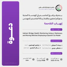 Palestine Polytechnic University (PPU) - دعوة لحضور مناقشة رسالة الماجستير للمهندس إيهاب التلاحمة