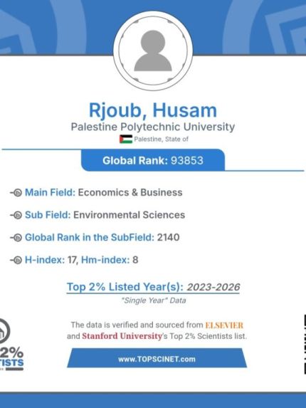 باحث من جامعة بوليتكنك فلسطين ضمن قائمة أفضل 2% من العلماء عالميًا لعام 2026